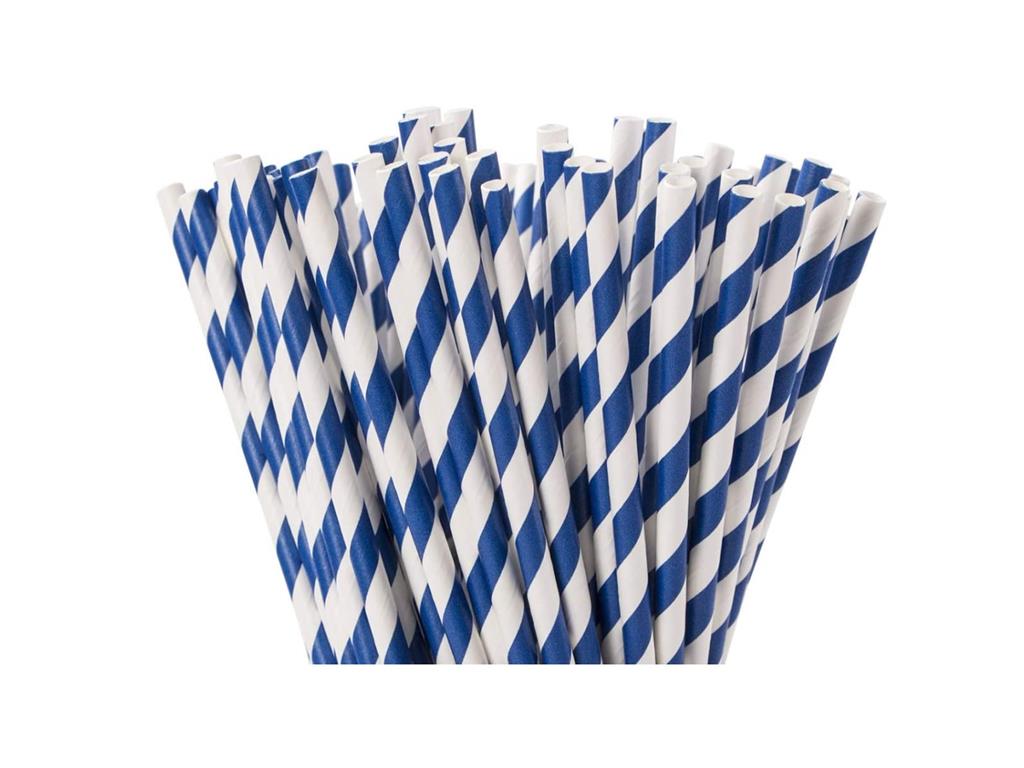 Papiertrinkhalme /6x200/Blau-Weiß/500Stk