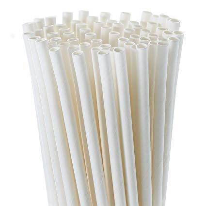 Papiertrinkhalme / 6x250mm /Weiß/ 500Stk