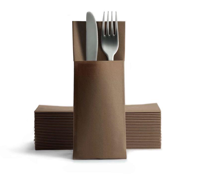 Bestecktaschen Airlaid / Braun / 50Stk.