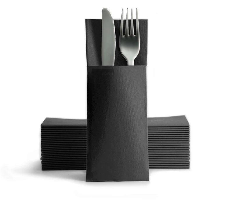 Bestecktaschen Airlaid / Schwarz / 50Stk