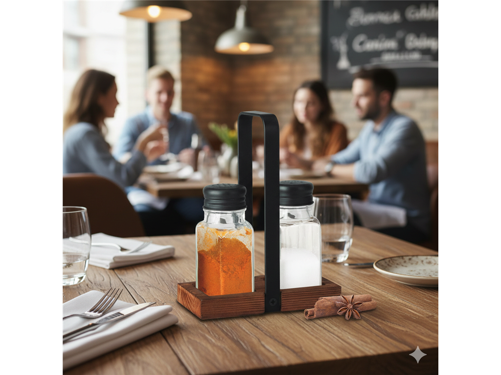 Menage Gewürzset / zweiteilig / aus Holz