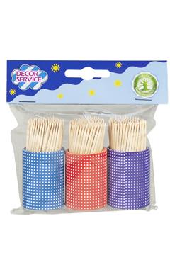 Zahnstocher im Becher / 6,5cm / 3x150Stk