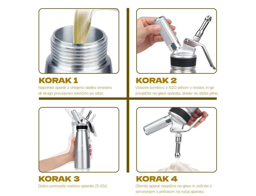 Sahnebereiter / 1l / weiß / aluminium