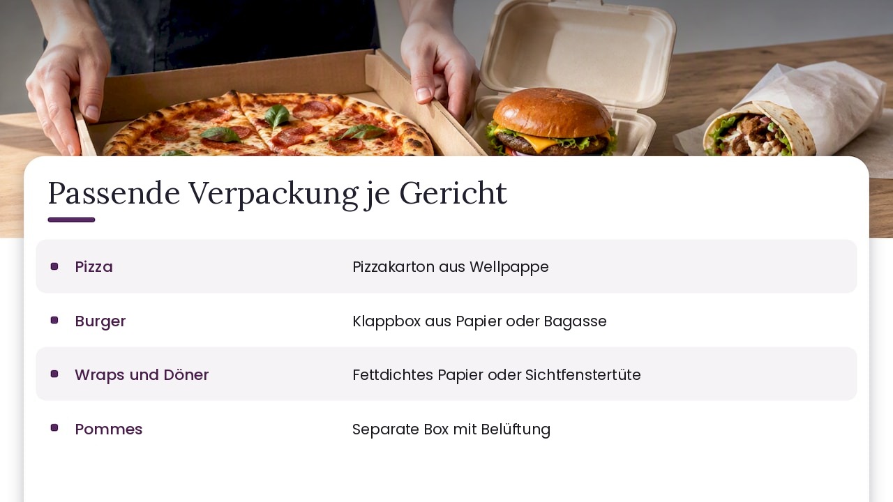 Passende Verpackungen für Pizza, Burger, Wraps und Pommes